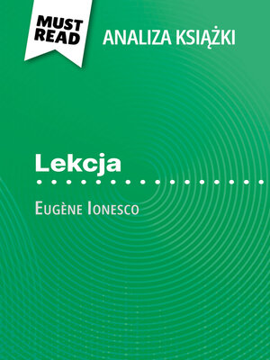 cover image of Lekcja książka Eugène Ionesco (Analiza książki)